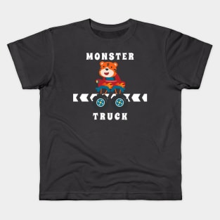 Vector illustration of monster truck with animal driver. Kids T-Shirt